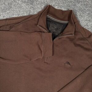 Tommy Bahama Relaxed Men's 1/4 Zip Pullover Sweatshirt Brown Size XXL 2XL